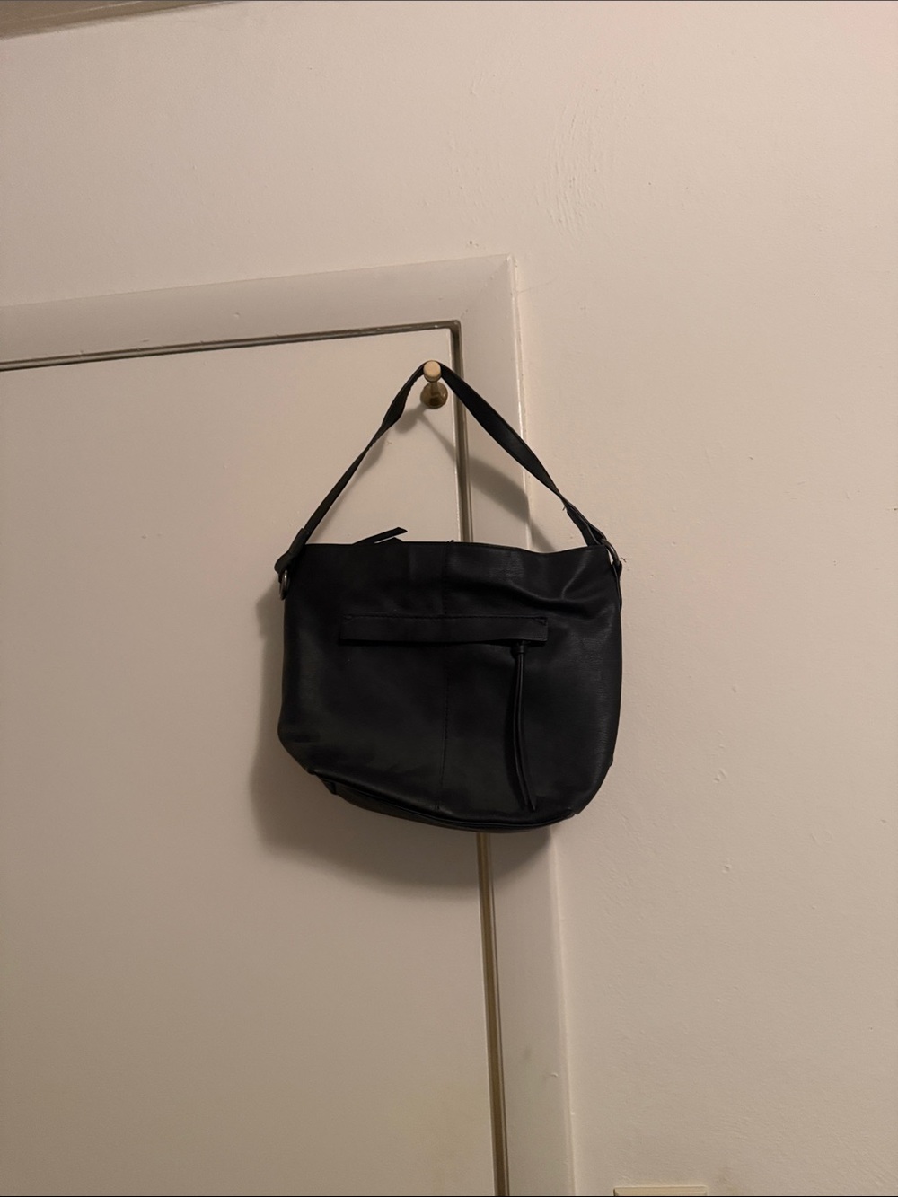 Universal Thread Black Leather-Look Shoulder Bag